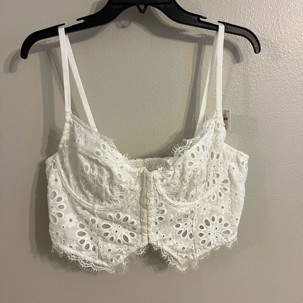 Anthropologie White Eyelet Crop Top